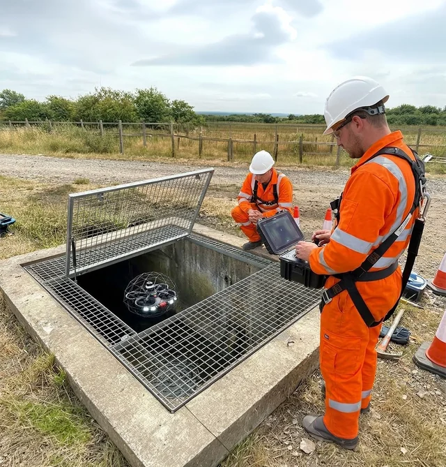 Civil Connect engineers carrying out a drone-assisted site inspection